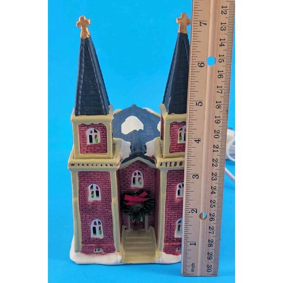 Christmas Valley Collectable 1993 Church Vintage Lighted Original Box - Picture 11 of 16